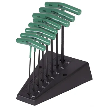 Bondhus 8 Pieces T9-T40 Torx Standard Length Torx End L-Wrench Set