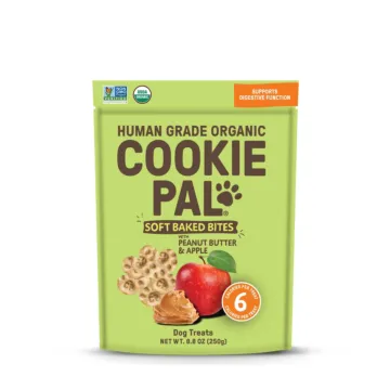 Cookie Pal Organic Soft Baked Bite Dog Treats (Peanut Butter & Apple) 8 oz
