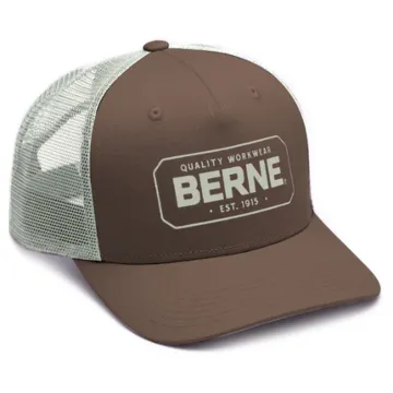 BERNE Badge Logo Trucker Cap (Brown)