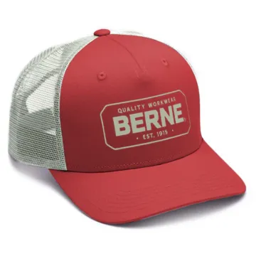 BERNE Badge Logo Trucker Cap (Red)
