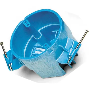 ABB Round Ceiling Box, Volume 25 Cubic Inches, Diameter 4 Inches, Depth 3 Inches, Color Blue, Material PVC, Mounting Means Nails