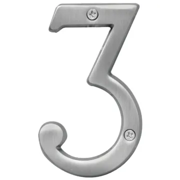 HY-KO Hy-Ko Prestige Series 4 In. Satin Nickel House Number Three