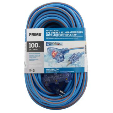 Century Wire & Cable 100 ft 12/3 AWG Coldweather Triple Tap SJEOW Extension Cord