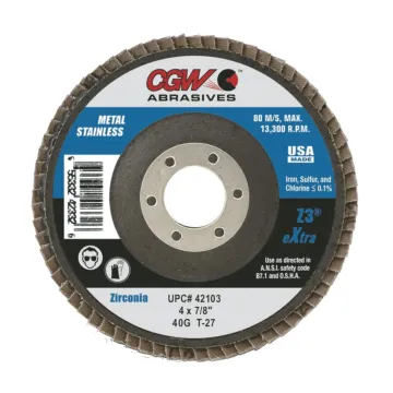 CGW 4 in, 5/8 in Type 27 Flat Flap Disc