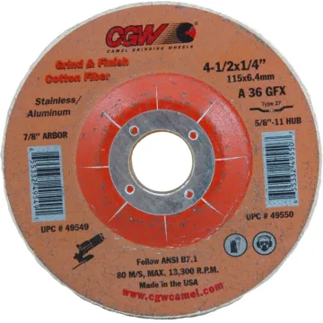 CGW A36GFX Type 27 4-1/2 in 1/4 in Surface Grinding Wheel