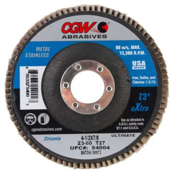 CGW Ultimate 4-1/2 in 7/8 in Type 27/Depressed Center Flat Flap Disc