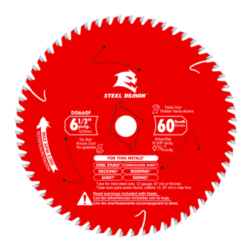 Diablo Tools 6-1/2" x 60-Teeth Steel Demon™ Saw Blade for Thin Metal