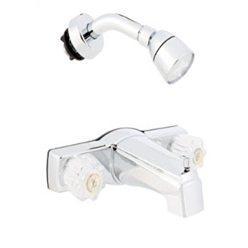 Plastic Chrome Center-Set Tub and Shower Faucet - 1/2 in.