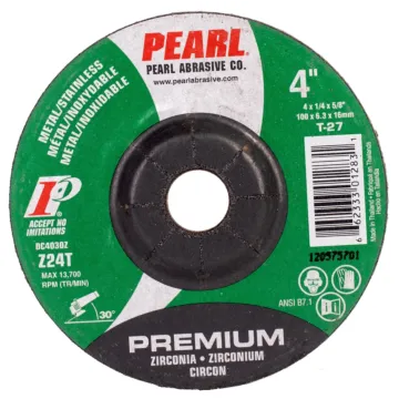 Pearl Abrasives 4 x 1/4 x 5/8 Zirconia Depressed Center Wheels, Z24T, 25/Box