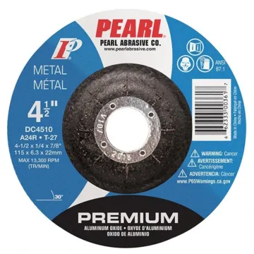 Pearl Abrasives Premium Aluminum Oxide Depressed Center Grinding Wheel 4-1/2 x 1/4 x 7/8 A24R T-27 DC4510