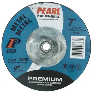 Pearl Abrasives Premium Aluminum Oxide Depressed Center Grinding Wheel 7 x 1/4 x 5/8-11 A24S T-27 DC7020H