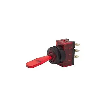 DC SPST ON-OFF Red Illuminated Toggle Switch, DC Rated Only