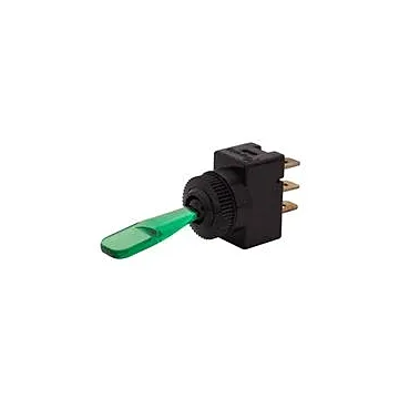 DC SPST ON-OFF Green Illuminated Toggle Switch, DC Rated Only