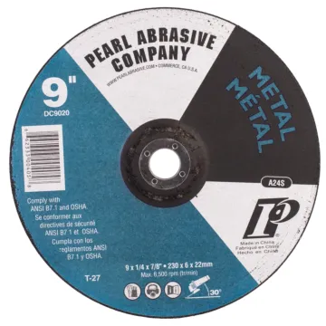 Pearl Abrasives Premium Aluminum Oxide Depressed Center Grinding Wheel 9 x 1/4 x 7/8 A24S T-27 DC9020