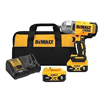 DEWALT 20V MAX* XR 1/2 In. High Torque Impact Wrench with Hog Ring Anvil Kit with (2) 5.0 Ah Batteries & Charger Kit