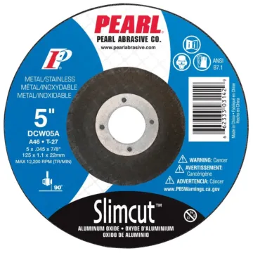 Pearl Abrasives SlimCut™ Aluminum Oxide Thin Cut-Off Wheels T-27 5 x .045 x 7/8 A46 DCW05A