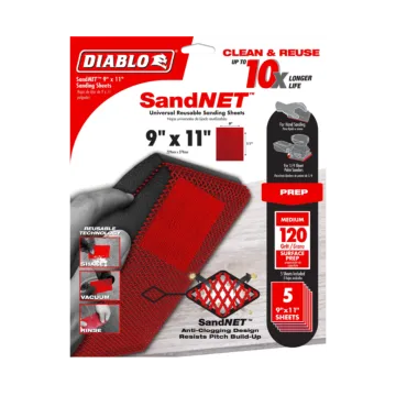 Diablo Tools 9 in. x 11 in. 120-Grit (Medium) SandNET™ Universal Reusable Sanding Sheets (4-Piece)
