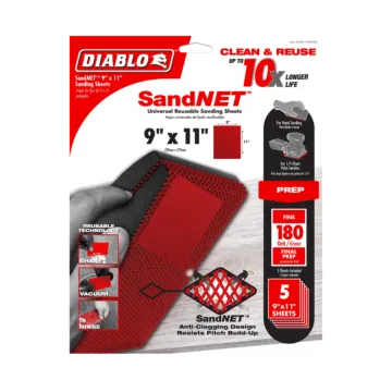 Diablo Tools 9 in. x 11 in. 180-Grit (Fine) SandNET™ Universal Reusable Sanding Sheets (4-Piece)