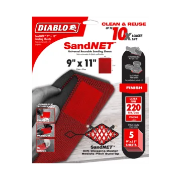 Diablo Tools 9 in. x 11 in. 220-Grit (Ultra Fine) SandNET™ Universal Reusable Sanding Sheets (4-Piece)