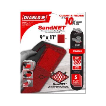 Diablo Tools 9 in. x 11 in. 320-Grit (Ultra Fine) SandNET™ Universal Reusable Sanding Sheets (4-Piece)