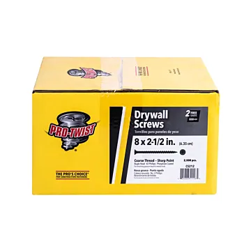 Grip-Rite #2 x 2-1/2 in Phillips Coarse Thread ProTwist Drywall Screw 2,500 pc Box