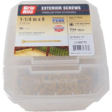 Grip-Rite #8 x 1-1/4" T25 Star  Deck Screw 5 lb
