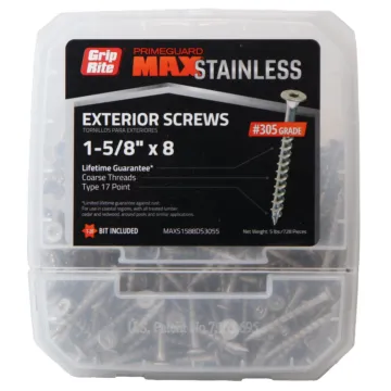 Grip-Rite #8 x 1-5/8" T-25 Star, Deck Screw, Stainless Steel, Silver (Bulk Box 5 lb)