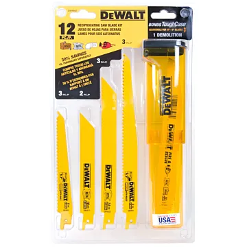Dewalt Reciprocating Saw Blades, Bi-Metal Set w/ Case (12pc)