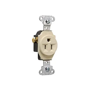 Pass & Seymour 15A 125V Heavy Duty Spec-Grade Single Receptacle, Side Wire, Ivory