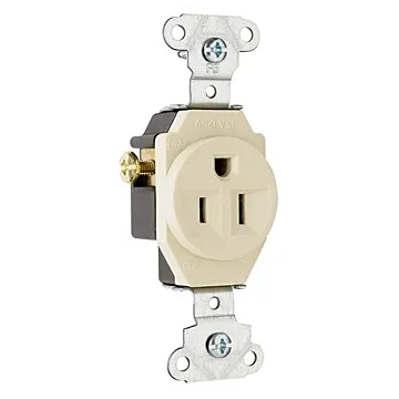 Pass & Seymour 15A 125V Heavy Duty Spec-Grade Single Receptacle, Side Wire, Light Almond