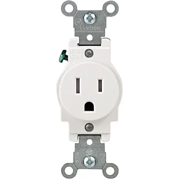 Pass & Seymour 15A 125V Heavy Duty Spec-Grade Single Receptacle, Side Wire, White