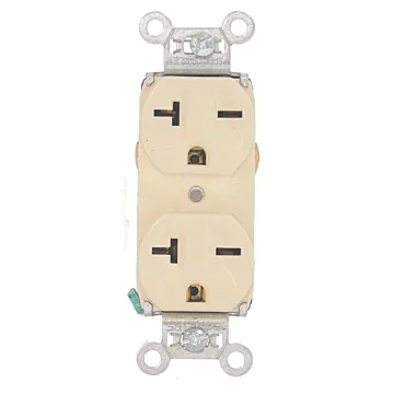 Pass & Seymour 20A 250V Heavy Duty Spec-Grade Duplex Receptacle, Back and Side Wire, Ivory
