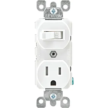 Pass & Seymour CC COMBO 1P 15A 120V SW 15A RECEPT WH
