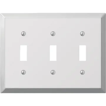 Amerelle 3-Gang Stamped Steel Toggle Switch Wall Plate, Polished Chrome