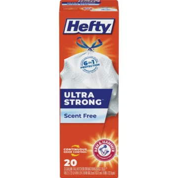 Hefty Ultra Strong Scent-Free Drawstring Kitchen Trash Bag (White - 20pk) 13 gal