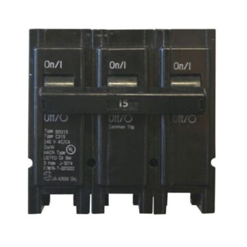 Eaton Type BR 3-Pole 1 in. Plug-On Circuit Breaker - 15 A