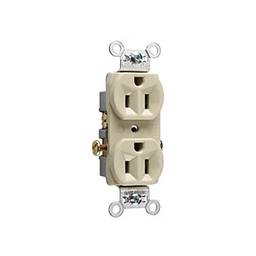 Pass & Seymour 15A 125V Commercial Spec-Grade Duplex Receptacle, Side Wire, Ivory