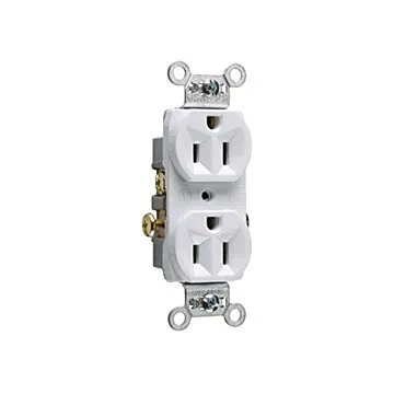 Pass & Seymour 15A 125V Commercial Spec-Grade Duplex Receptacle, Side Wire, White