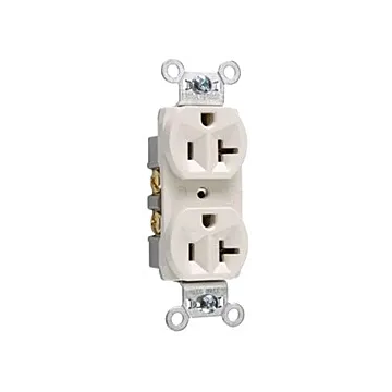 Pass & Seymour 20A 125V Commercial Spec-Grade Duplex Receptacle, Side Wire, Light Almond