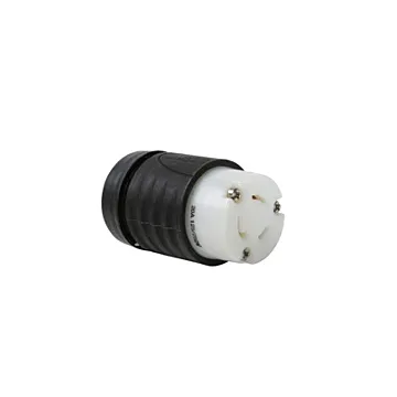 Pass & Seymour 20A NEMA Connector L1020 - Black Back, White Front Body