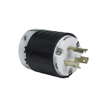 Pass & Seymour 20A NEMA Plug L1020 - Black Back, White Front Body