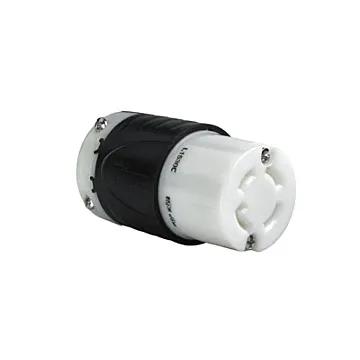 Pass & Seymour 30A NEMA L1530 Connector - Black Back, White Front Body