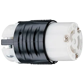 Pass & Seymour 15A NEMA L515 Connector - Black Back, White Front Body