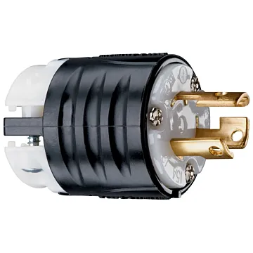 Pass & Seymour 15A NEMA L515 Plug - Black Back, White Front Body