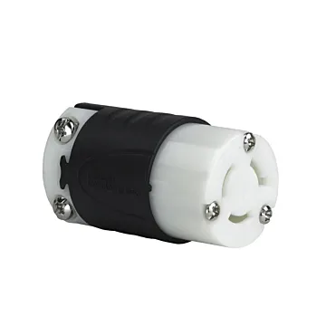 Pass & Seymour 15A NEMA L615 Connector - Black Back, White Front Body