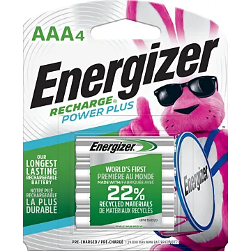 Energizer Rechargeable AAA Batteries, 4 Pack