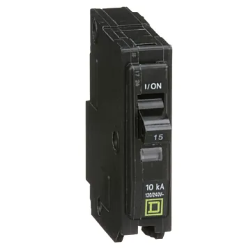 Square D Mini circuit breaker, QO, 15A, 1 pole, 120/240VAC, 10kA, plug in, consumer pack