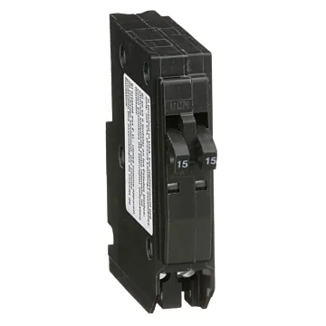 Square D Tandem mini circuit breaker, QO, 2 x 1 pole at 15A, 120/240VAC, 10kA, plug in, consumer pack