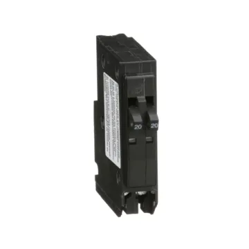 Square D Tandem mini circuit breaker, QO, 2 x 1 pole at 20A, 120/240VAC, 10kA, plug in, consumer pack