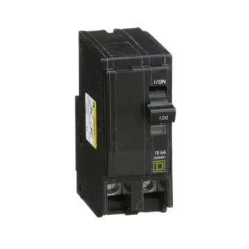 Square D Mini circuit breaker, QO, 100A, 2 pole, 120/240VAC, 10kA, plug in, consumer pack